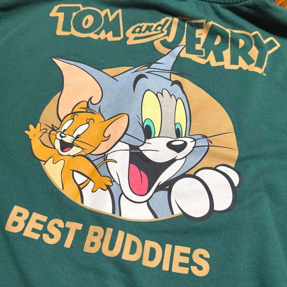 Tom & Jerry Green Graphic Hoodie Men’s Small Rare Cartoon Pullover Sweatshirt - Picture 8 of 8